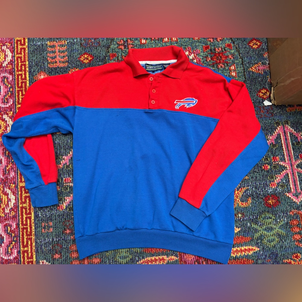 Buffalo Red & Blue Contrast Polo Sweatshirt